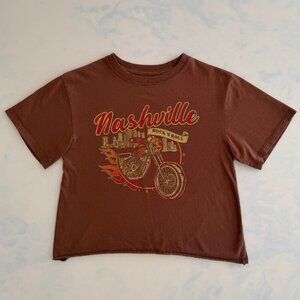 Cold Crush Nashville Motorcycle Graphic Brown Cropped Baby Tee